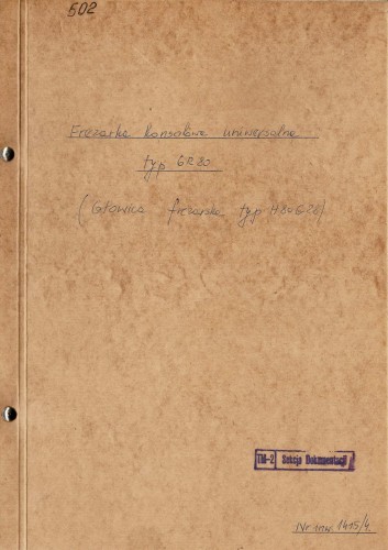 Dokumentacja DTR, instrukcja Frezarka Stanko 6P80 (PL)