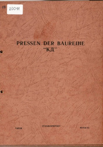 Dokumentacja DTR, instrukcja Prasa KD różne (DE)