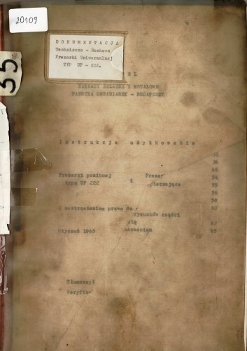 Dokumentacja DTR, instrukcja Frezarka UF-222 (PL)