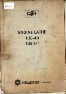 Dokumentacja DTR, instrukcja Tokarka TUE-40 (EN)