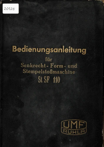 Dokumentacja DTR, instrukcja UMF Ruhla SF 110 (DE)
