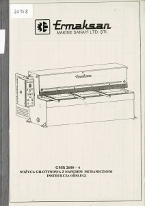 Dokumentacja DTR, instrukcja Prasa Ermaksan GMR 2600-4 (PL)