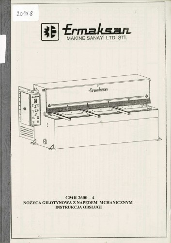 Dokumentacja DTR, instrukcja Prasa Ermaksan GMR 2600-4 (PL)