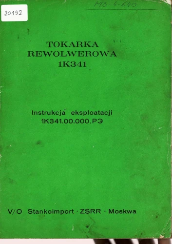 Dokumentacja DTR, instrukcja Tokarka Stanko 1K341 (PL)