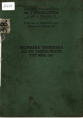 Dokumentacja DTR, instrukcja Szlifierka ostrzarka NPA-140 (PL)