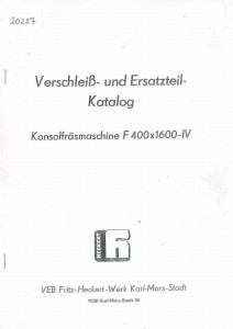 Dokumentacja DTR, instrukcja Frezarka Heckert F 400x1600-IV (DE)