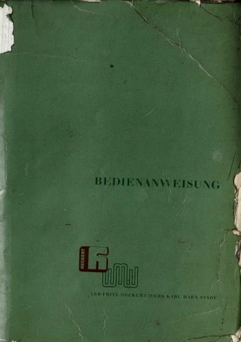 Dokumentacja DTR, instrukcja Frezarka Heckert F 400-IV (DE)