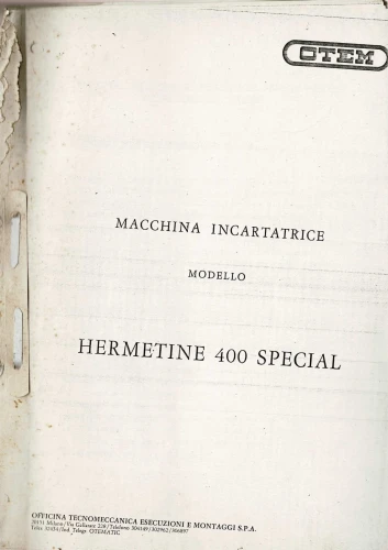 Dokumentacja DTR, instrukcja Otem Hermetine 400 (IT)
