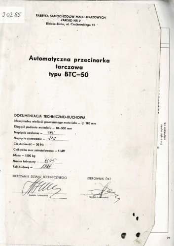 Dokumentacja DTR, instrukcja Piła BTC-50 (PL)