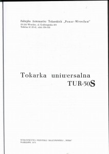 Dokumentacja DTR, instrukcja Tokarka TUR-50S (PL)