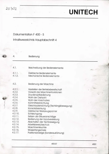 Dokumentacja DTR, instrukcja Frezarka Heckert F 400S (DE)
