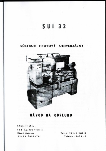 Dokumentacja DTR Tokarka SUI 32