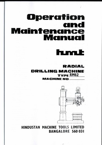 Dokumentacja DTR wiertarka promieniowa RM 62