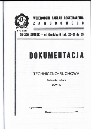 Dokumentacja DTR Gwinciarka ZGW-10