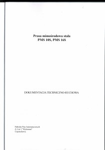 Dokumentacja DTR Prasa PMS 10S/16S
