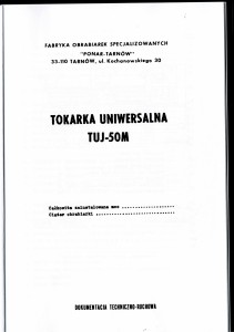 Dokumentacja DTR Tokarka ZMT TUJ-50M