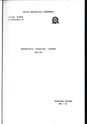 Dokumentacja DTR Wiertarka WSz-15