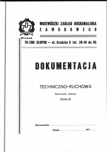 Dokumentacja DTR Gwinciarka ZGW-10
