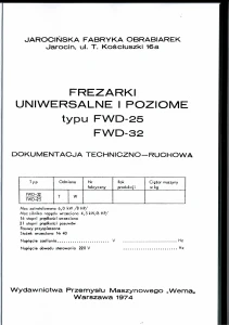 Dokumentacja DTR Frezarka FWD-25 FWD 32