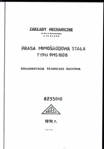 Dokumentacja DTR Prasa PMS 160 B