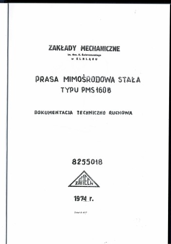 Dokumentacja DTR Prasa PMS 160 B